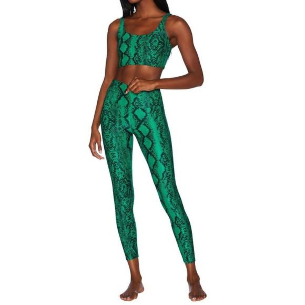 Beach Riot NWOT Ribbed Ayla Green & Black - Jelly Bean Snake Leggings sz M